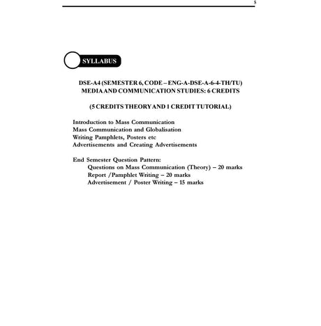 CBCS Partition Literature Media & Communication (DSE-A3 & DSE-A4) Combined - Sem - 6 (English Version) - Retail Maharaj