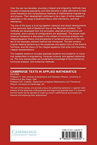 Boundary Integral and Singularity Methods for Linearized Viscous Flow: 8 (Cambridge Texts in Applied Mathematics)