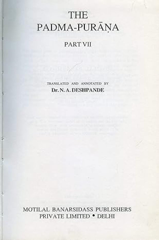 Padma Purana - Part 7: Ancient Indian Tradition and Mythology - Vol. 45: v. 45 (Ancient Indian Tradition and Mythology, v. 45) - Retail Maharaj
