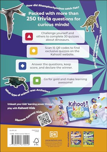Kahoot! Quiz Time Dinosaurs: 250 Trivia Questions (with QR Codes Inside for 150 Interactive Bonus Questions) – Educational Kids Quiz Book