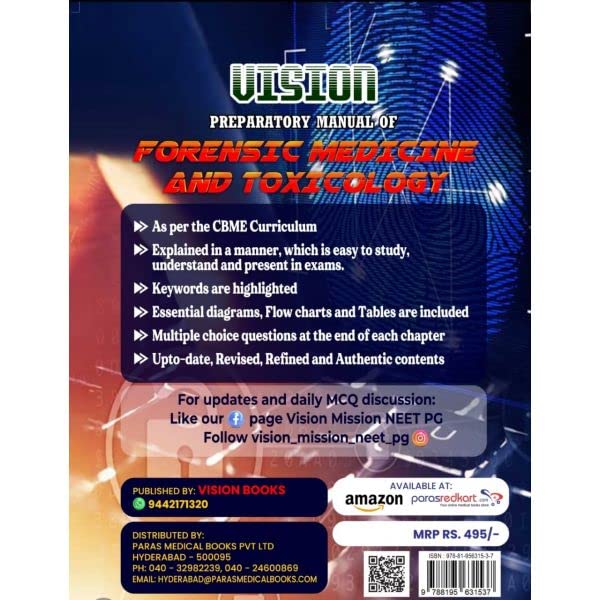 Vision preparatory manual of forensic medicine and toxicology 3 rd edition by T Sudharsan