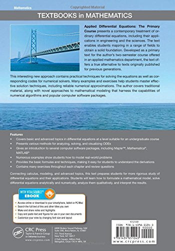Applied Differential Equations: The Primary Course: 18 (Textbooks in Mathematics) - Retail Maharaj