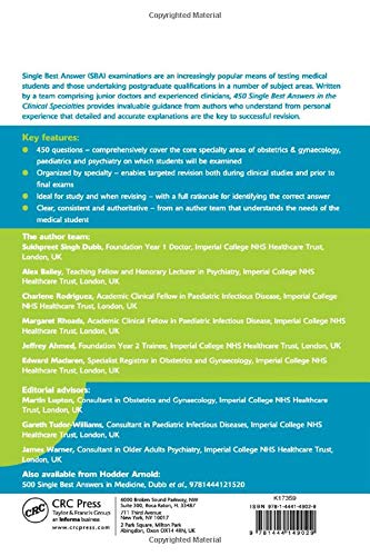 450 Single Best Answers In The Clinical Specialities (Medical Finals Revision Series)