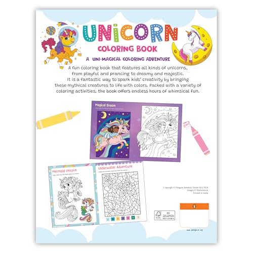 Unicorn Coloring Book: Fun Unicorn Coloring Activity Book for Kids | Includes Number Coloring, Dot-to-Dot, Tracing & Copy-Color Activities | Perfect ... I Ages 3+ [Penguin Early Learning Series] - Retail Maharaj