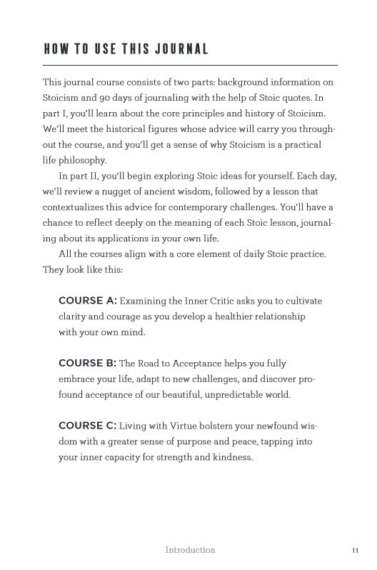 Journal Like a Stoic: A 90-Day Stoicism Program to Live with Greater Acceptance, Less Judgment, and Deeper Intentionality (Includes Teachings of Marcus Aurelius)