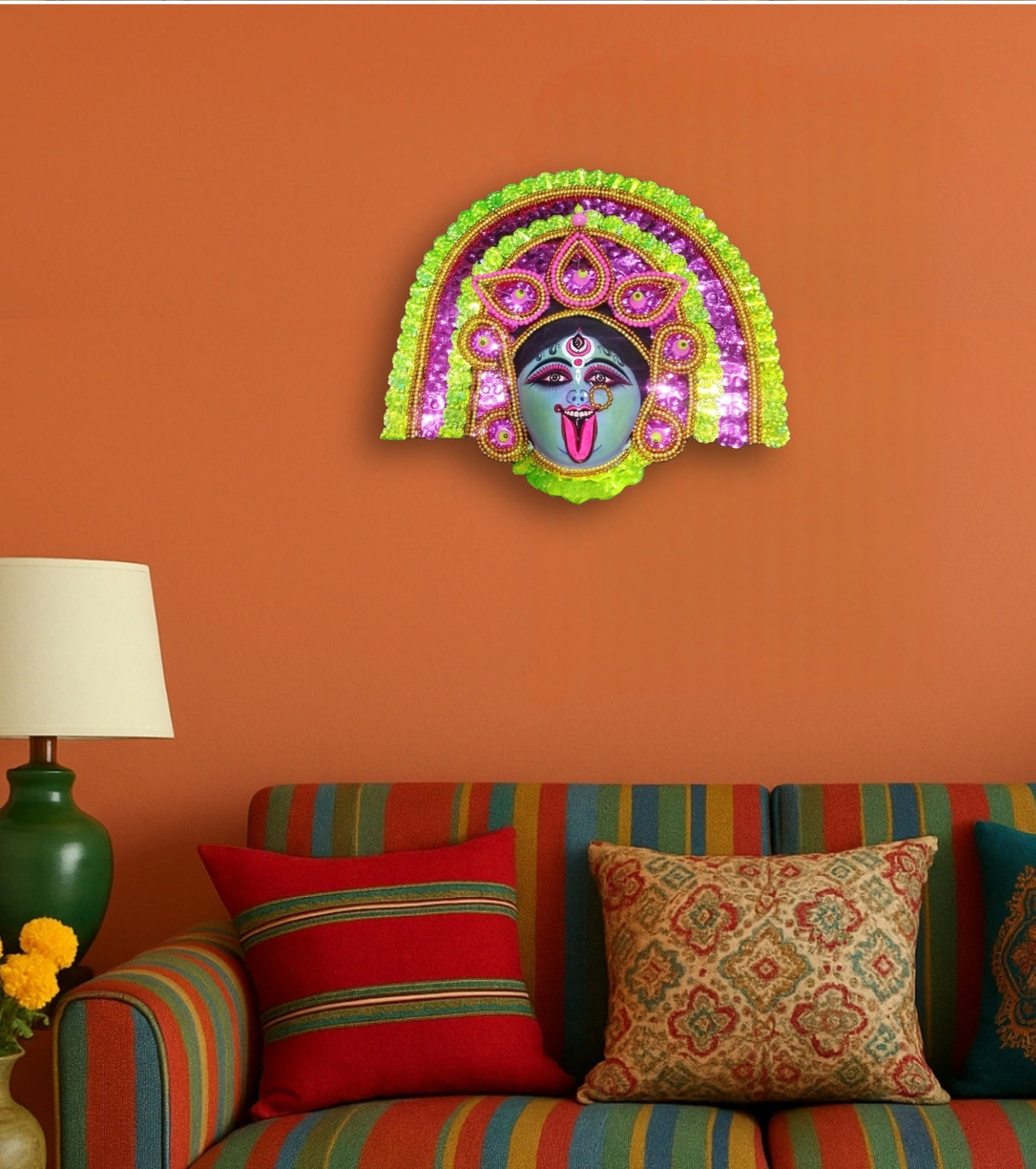 Rangmaya Devi Mukhosh – Handcrafted Goddess Mask from Purulia Chhau