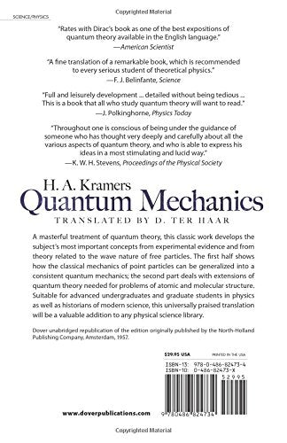 Quantum Mechanics (Dover Books on Physics) [Paperback] Kramers, H.A. - Retail Maharaj
