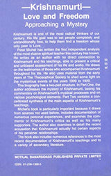Krishnamurti Love And Freedom: Love And Freedom (Approaching A Mystery) - Retail Maharaj
