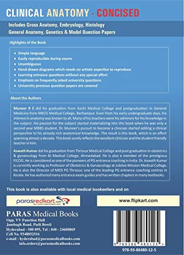 Clinical Anatomy Concised (Includes Gross Anatomy, Embryology, Histology, General Anatomy, Genetics and Model Question Papers) 1st Ed 2017