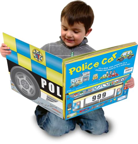 Convertible Police Car: Three toddler-friendly activities in one fold-out pack: a sit-in vehicle, interactive playmat and engaging story! - Retail Maharaj