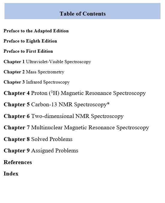 Spectrometric Identification of Organic Compounds, 8ed (An Indian Adaptation)