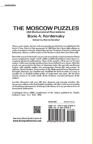 The Moscow Puzzles: 359 Mathematical Recreations (Dover Recreational Math)