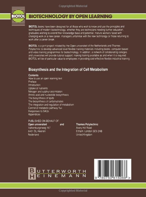 Biosynthesis and the Integration of Cell Metabolism (Biotol S.)