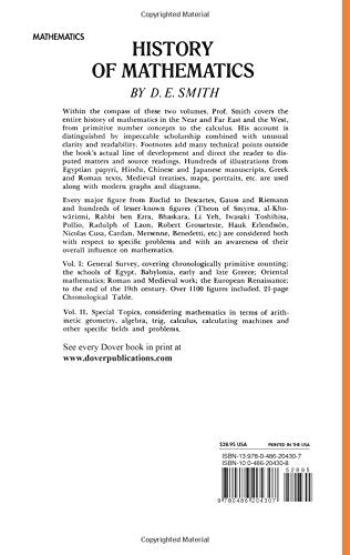 History of Mathematics: Special Topics of Elementary Mathematics v. 2 (Dover Books on Mathematics)