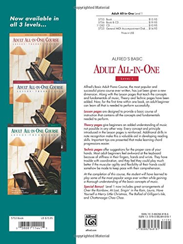 Alfred's Basic Adult All-In-One Course, Bk 1: Lesson * Theory * Technic, Comb Bound Book - Retail Maharaj