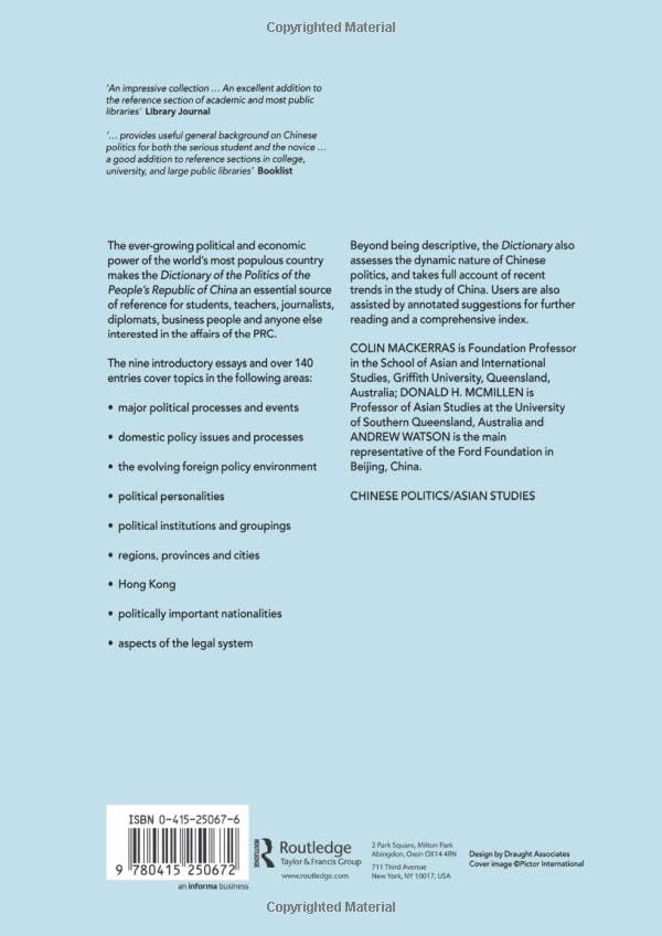 Dictionary of the Politics of the People's Republic of China - Retail Maharaj