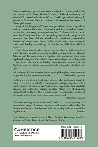 A History of Greek Philosophy: Volume 5, The Later Plato and the Academy (Later Plato & the Academy)