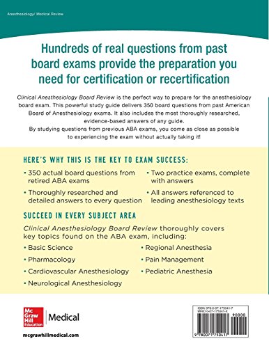 McGraw-Hill Specialty Board Review Clinical Anesthesiology, Second Edition: A Test Simulation and Self-assessment Tool