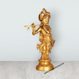 Krishnan Statue - 22 x 6.5 Inches | Brass Idol/ Krishna Idol/ Lord Krishna Standing/ Krishna Murti for Pooja - Retail Maharaj