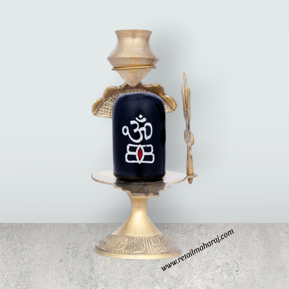 Black Shivling with Nag Dhara Pot - 6 x 4 Inches | Brass Mahadev Shivl