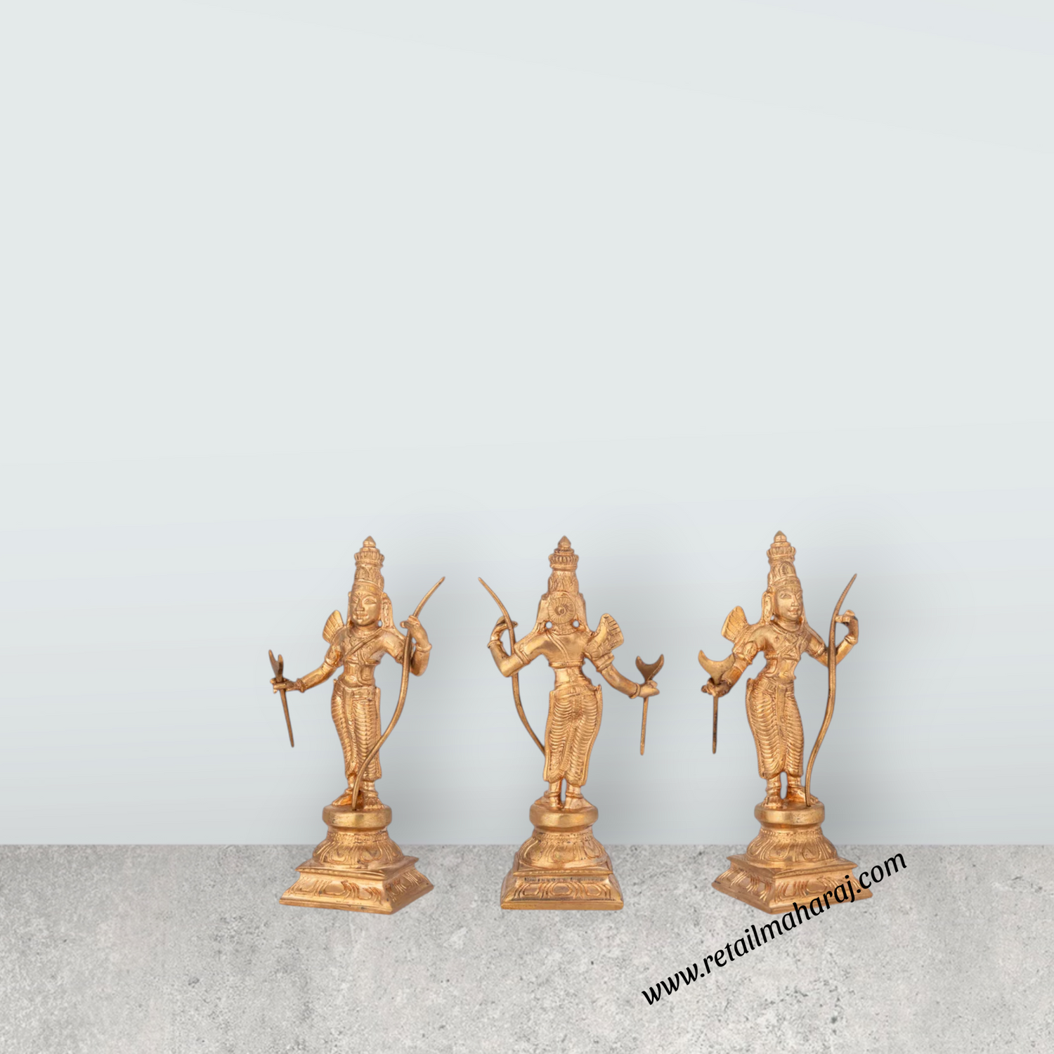 Ramar Murti Set - 5 x 2.5 Inches | Panchaloha Statue / Ram Sita Laxman Hanuman / Ram Darbar Statue For Pooja - Retail Maharaj