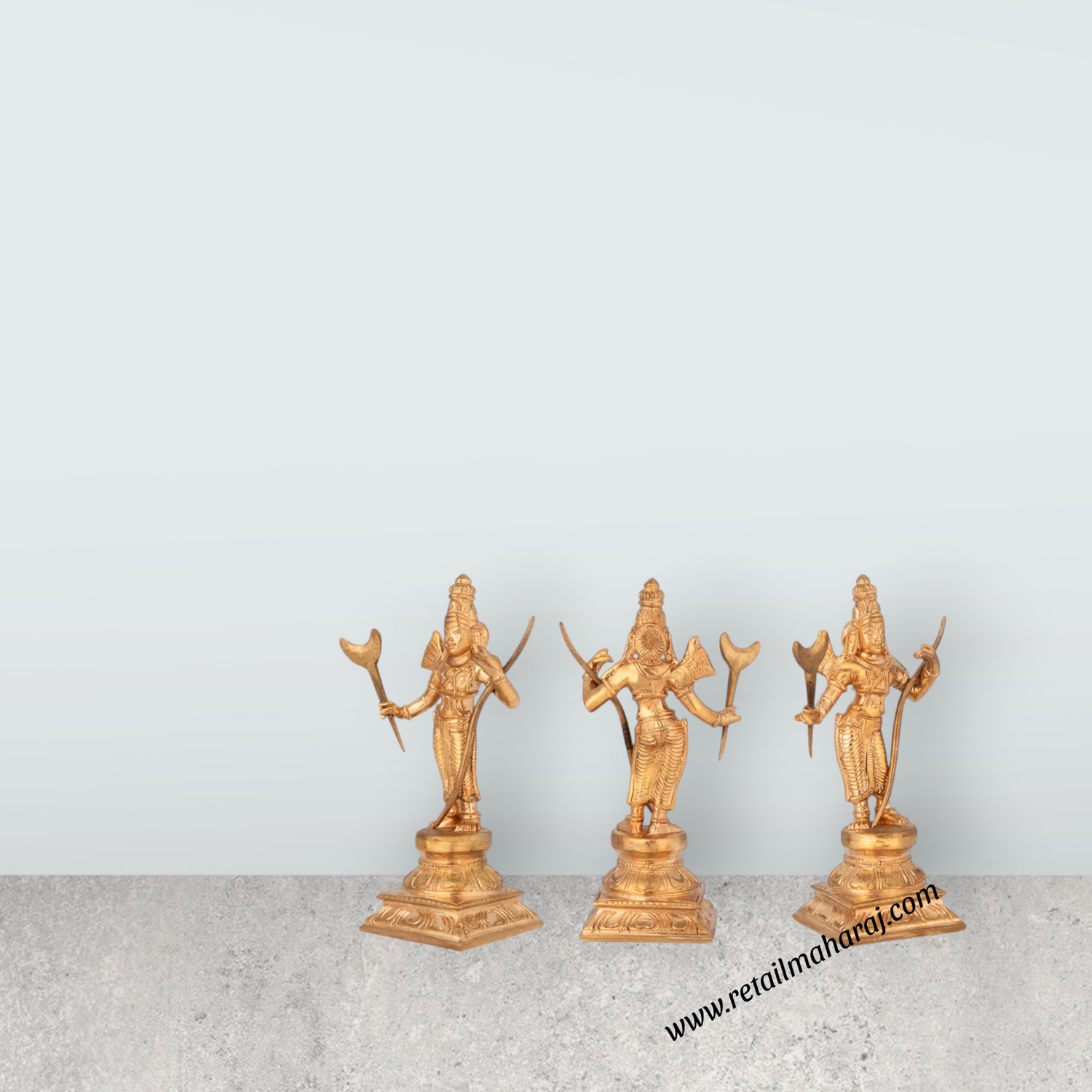 Ramar Murti Set - 5 x 2.5 Inches | Panchaloha Statue / Ram Sita Laxman Hanuman / Ram Darbar Statue For Pooja - Retail Maharaj