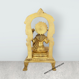 Lakshmi Idol With Arch - 9 x 4.5 Inches | Brass Idol/ Laxmi Murti Sitting On Chowki for Pooja/ 2.160 Kgs - Retail Maharaj