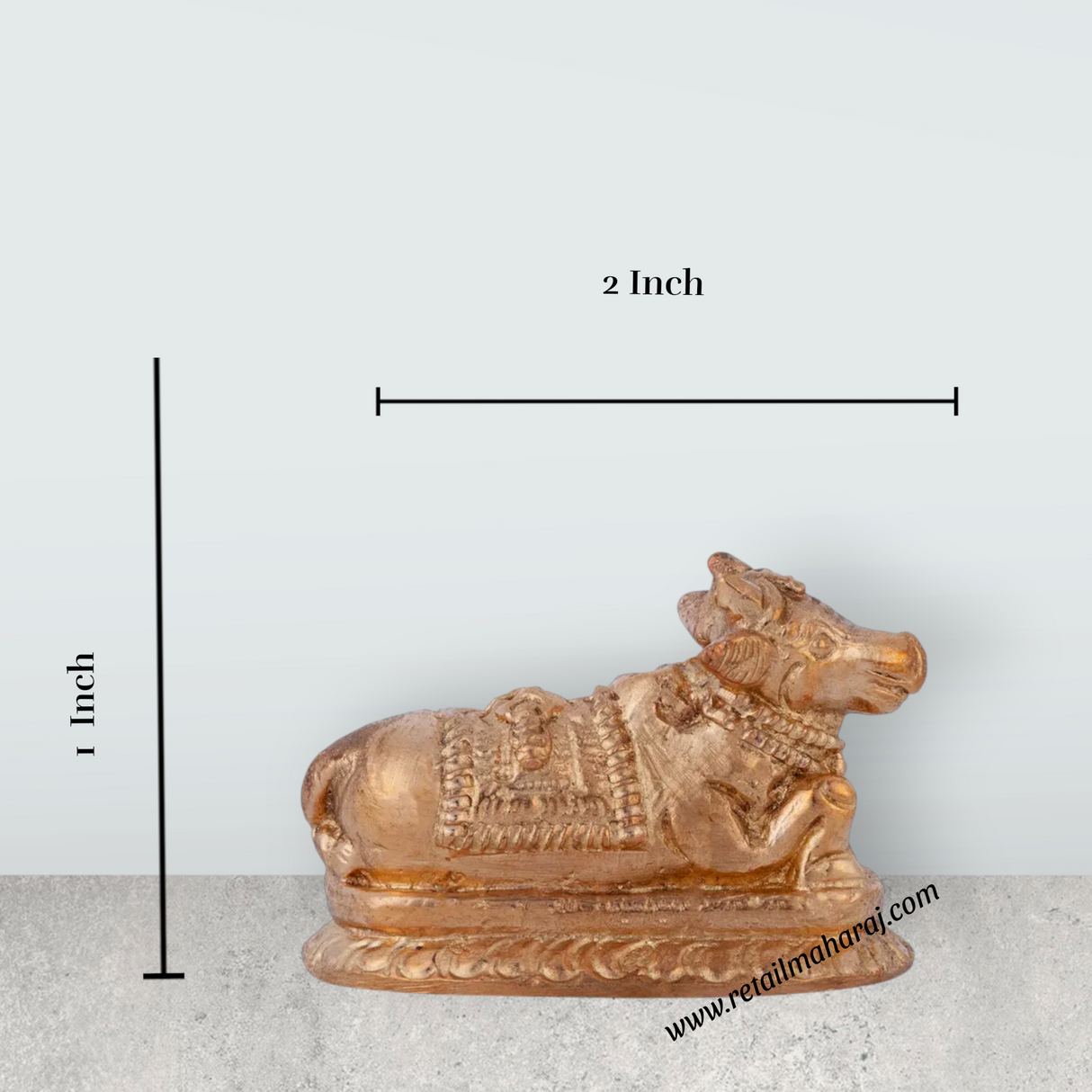Nandi Murti - 1 x 2 Inches | Panchaloha Idol/ Nandi Statue/ Nandi Bhagavan / NandiDeva / Decor For Pooja - Retail Maharaj