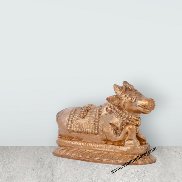 Nandi Murti - 1 x 2 Inches | Panchaloha Idol/ Nandi Statue/ Nandi Bhagavan / NandiDeva / Decor For Pooja - Retail Maharaj