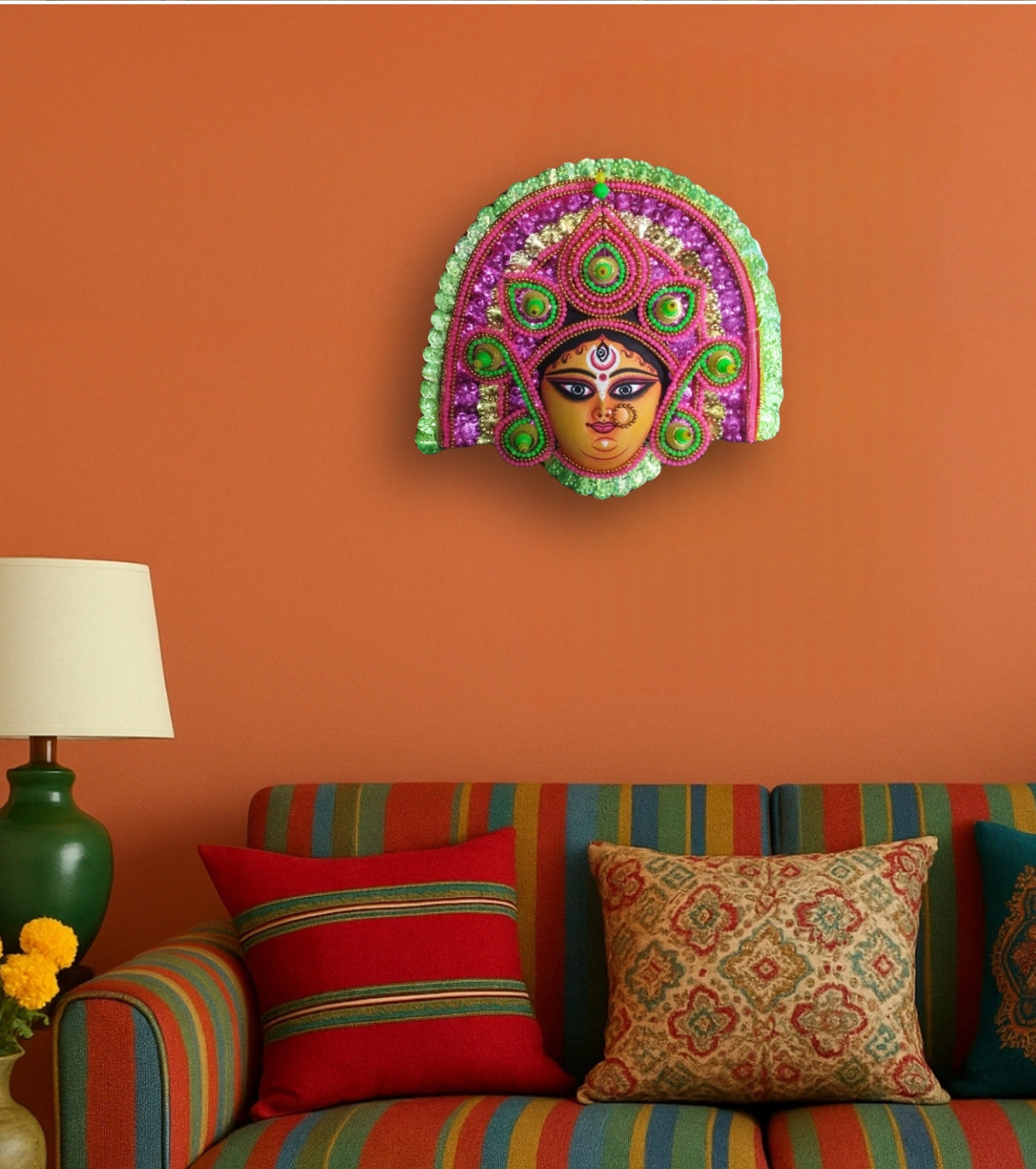 Rangmaya Devi Mukhosh – Handcrafted Purulia Chhau Mask of Goddess Durga