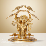 Radha Krishna Standing Playing Flute Under Tree – Metal Idol Statue with Gold Antique Finish by Sanskriti Vibes | Pooja & Home Decor