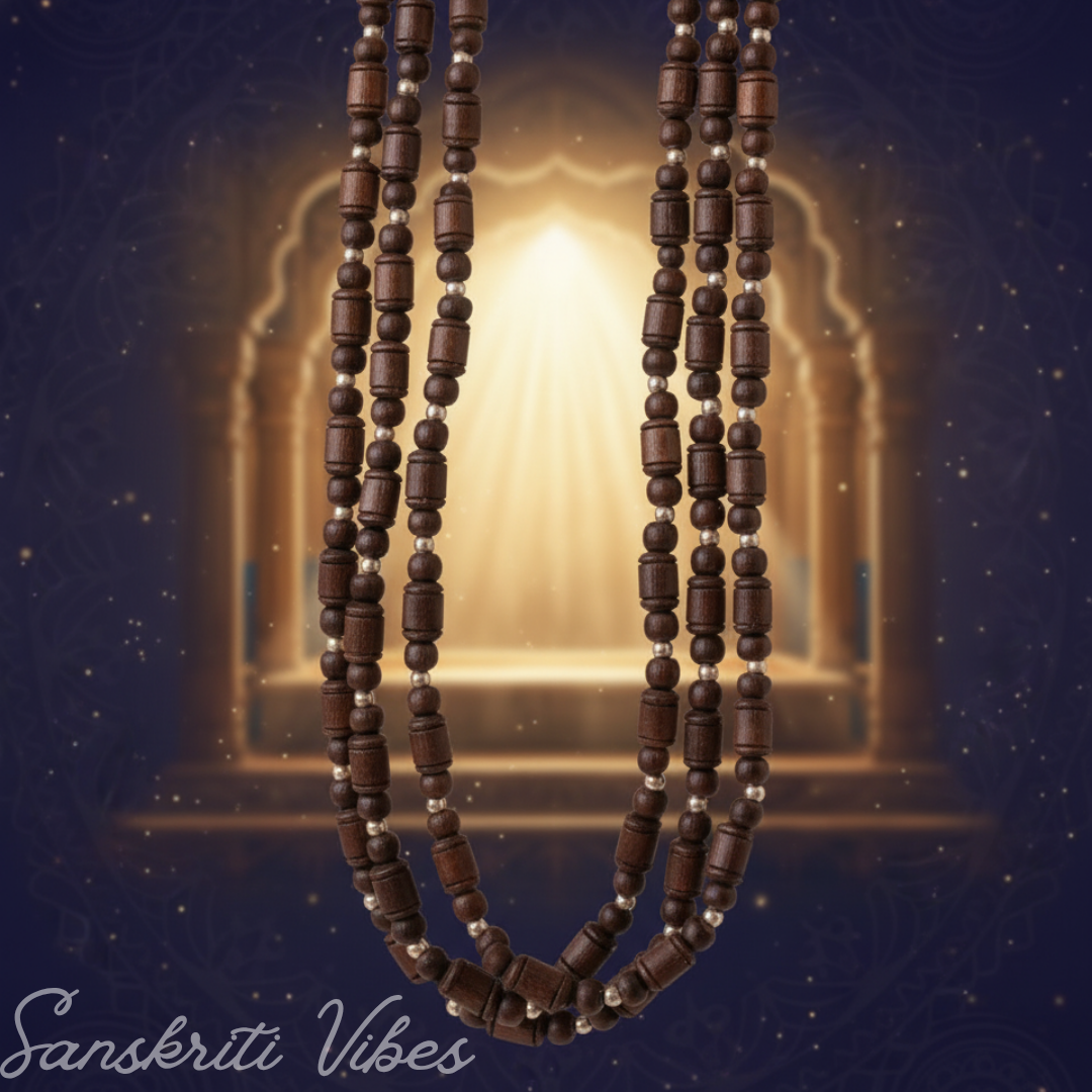 Designer Black Tulsi Kanthi Mala – Trendy and Classic | Handcrafted Spiritual Necklace in 92.5 Silver for Peace and Protection