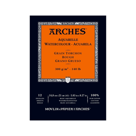 Arches Aquarelle Watercolour Rough Grain Paper Pad Open Stock 12 Sheets - Retail Maharaj