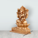 Laxmi Murti - 4.5 x 3.5 Inches | Gold Polish Laxmi Statue/ Resin Idol for Pooja - Retail Maharaj