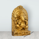 Ganesh Murti With Arch - 6 x 4 Inches | Resin Statue/ Gold Polish Ganpati Murti for Pooja/ 450 Gms Approx - Retail Maharaj