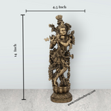Radha Krishna Statue Pair - 14 x 4.5 Inches | Resin Statue/ Brass Polish Radha Krishna Idol for Pooja - Retail Maharaj