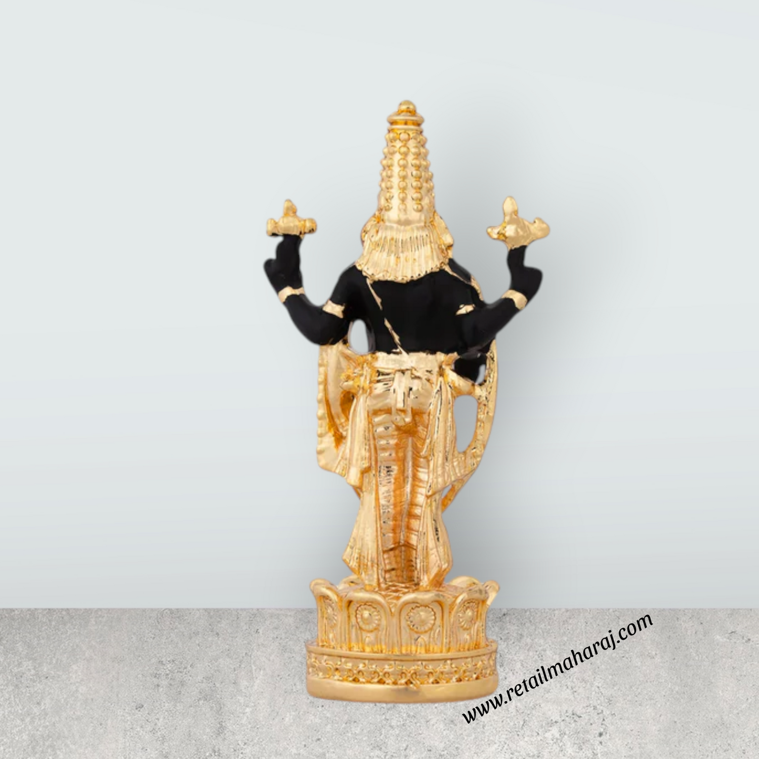 Resin Balaji Murti Standing On Base - 3.5 x 1.75 Inches | Gold Polish Venkateswara Idol for Table Top & Car Decor - Retail Maharaj