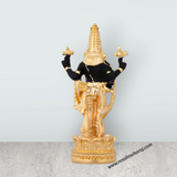 Resin Balaji Murti Standing On Base - 3.5 x 1.75 Inches | Gold Polish Venkateswara Idol for Table Top & Car Decor - Retail Maharaj