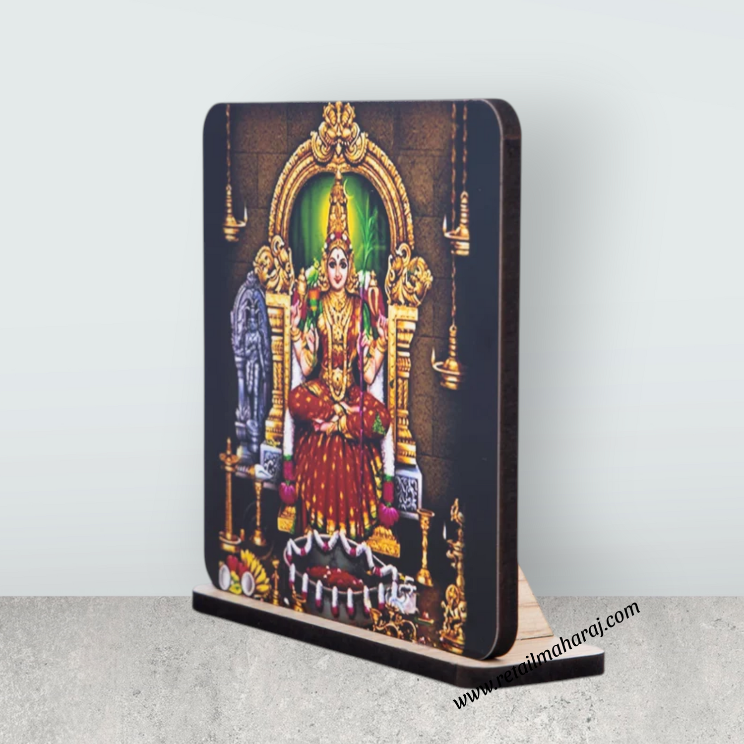Kamakshi Amman Photo Frame Stand - 4 x 3.75 Inches | Kamatchi Amman Picture Frame for Car Decor