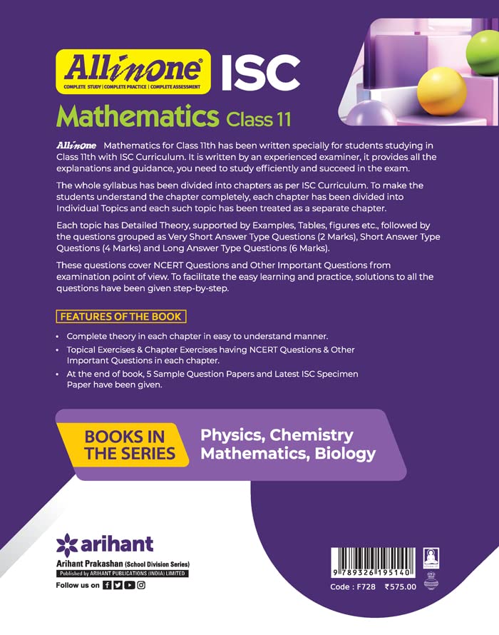 All In One Mathematics ISC Class 11 2022-23 Edition - Retail Maharaj