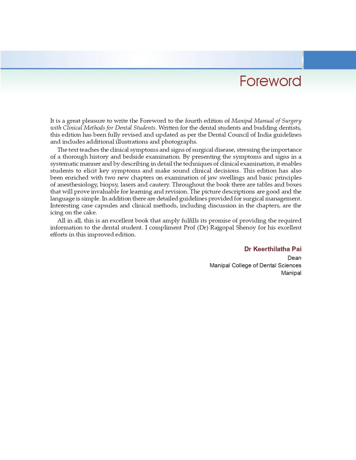 Manipal Manual Of Surgery With Clinical Methods For Dental Students 4Ed (Pb 2022)