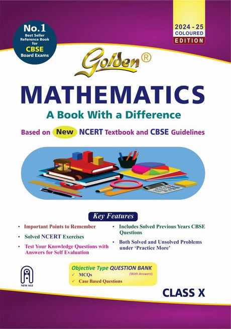 Golden Study Material Mathematics Based on NEW NCERT for Class-10 | For CBSE 2026 Board Exams | Important Points to Remember | Solved NCERT Exercises | Includes Objective Type Question Bank | Include Previous CBSE Board Paper Solved - Retail Maharaj