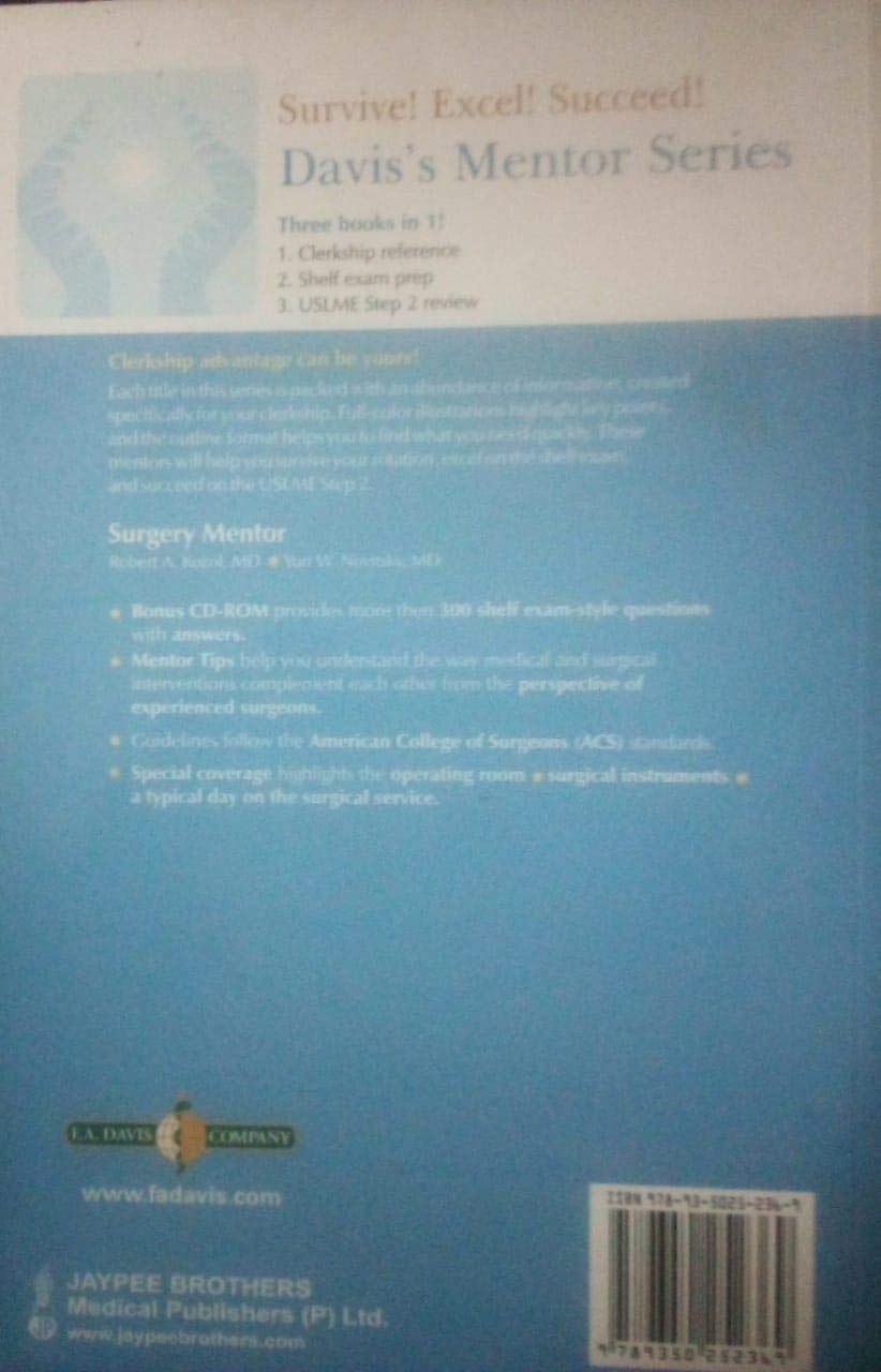 SURGERY MENTOR: YOUR CLERKSHIP & SHELF EXAM COMPANION WITH CD ROM