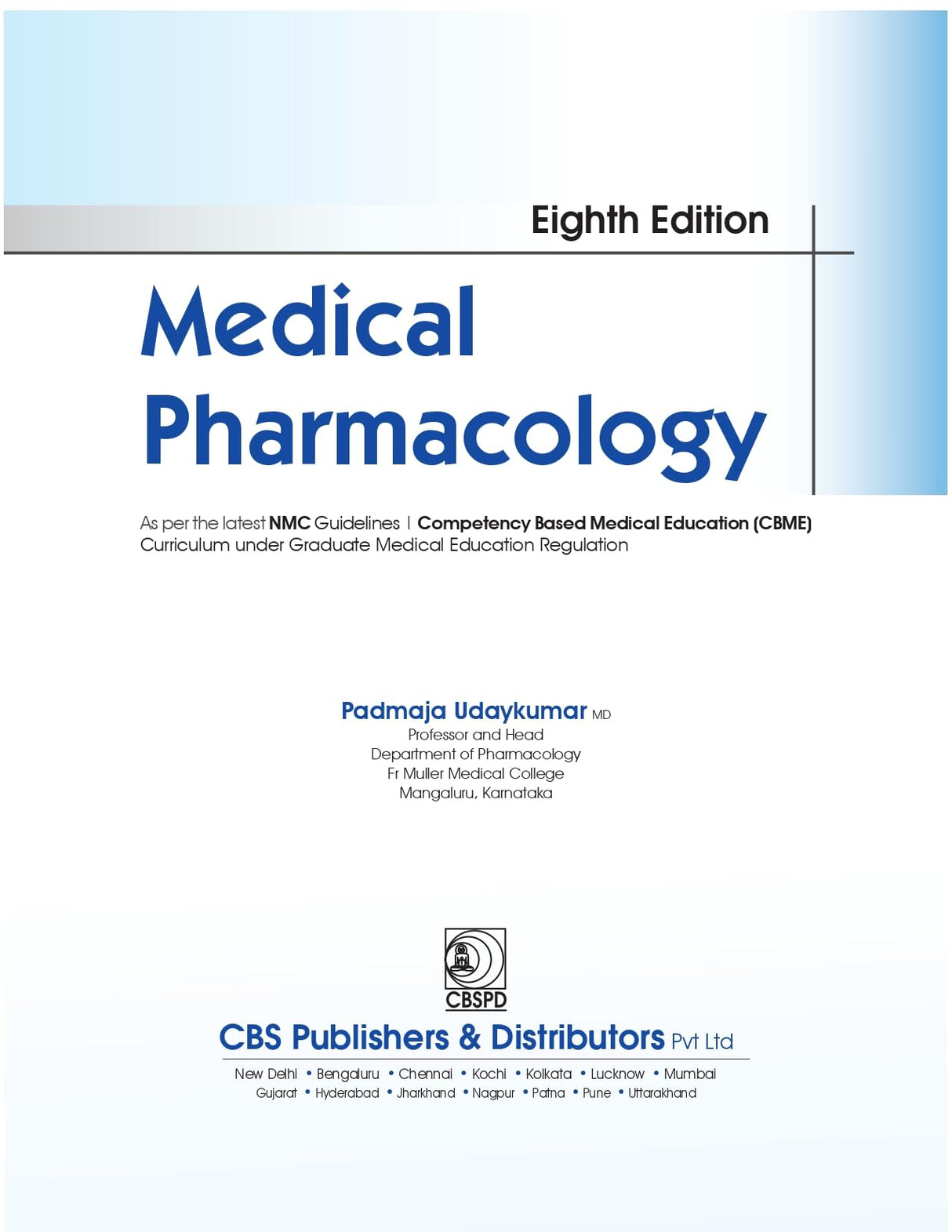 Medical Pharmacology 8ed. | As per the latest NMC Guidelines - 2025 | ISBN - 9789349057043