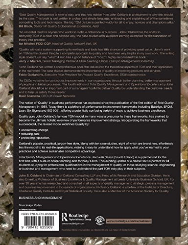 Total Quality Management and Operational Excellence: Text with Cases