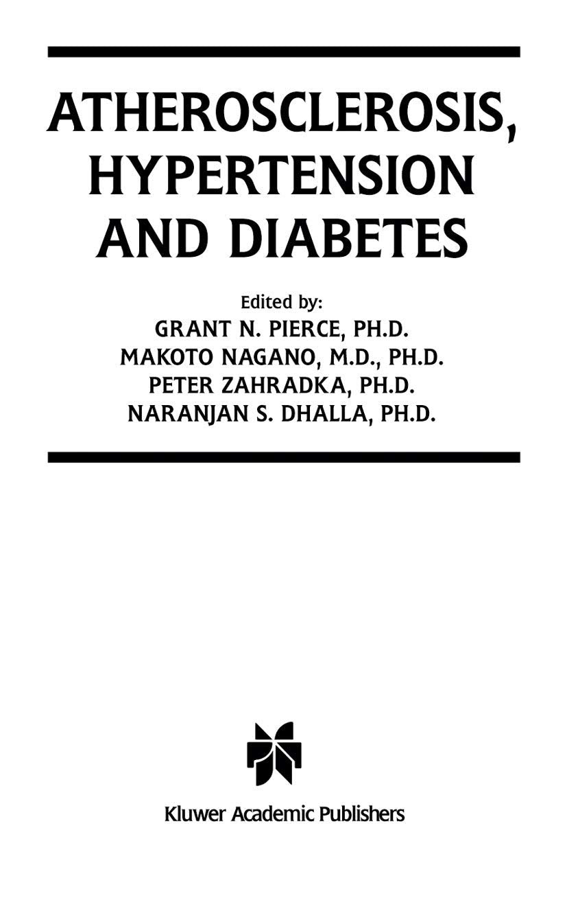 Atherosclerosis, Hypertension and Diabetes: 8 (Progress in Experimental Cardiology)