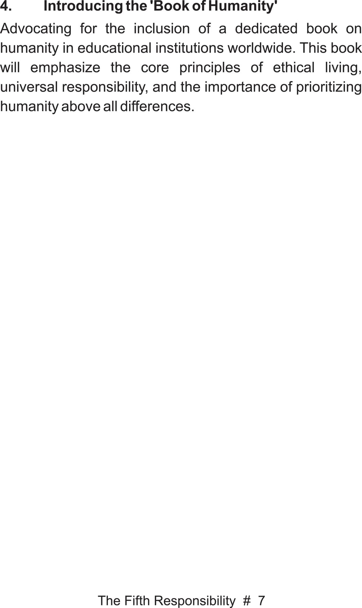 The Fifth Responsibility A Vision for Global Peace & Prosperity