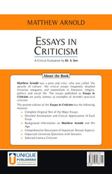 Essays in Criticism - Mathew Arnold (A Critical Analysis by Dr. S. Sen)