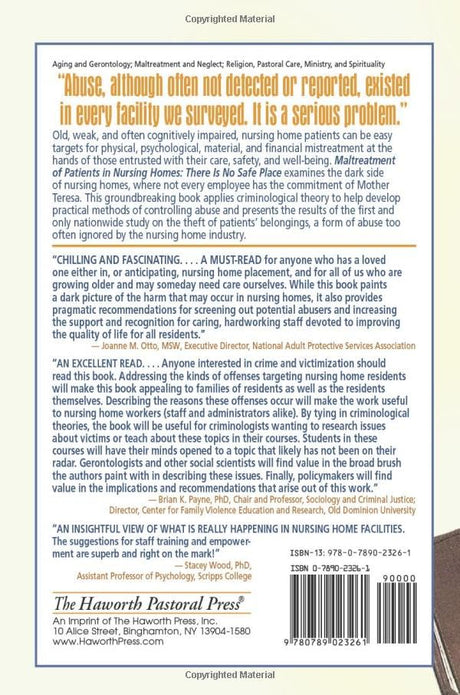Maltreatment of Patients in Nursing Homes: There Is No Safe Place (Haworth Pastoral Press Religion and Mental Health) - Retail Maharaj