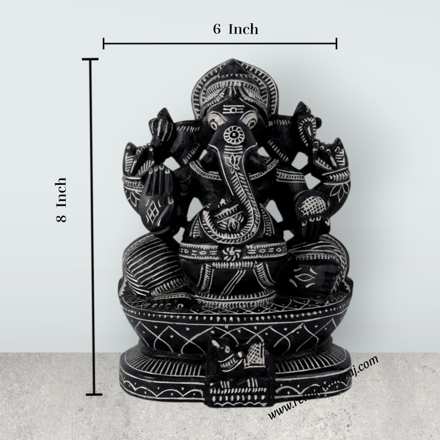 Ganesha Murti - 8 x 6 Inches | Soft Stone Vinayakar Idol / Ganapathi Sculpture For Home Decor - Retail Maharaj